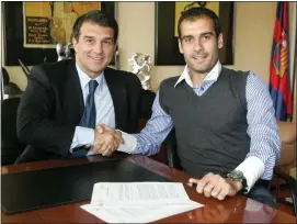  ??  ?? Pep Guardiola (right) honed his managerial talents with Barcelona B