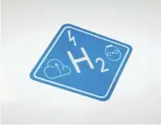  ?? /Reuters ?? Clean power: A Hydrogen H2 logo on display at the Hyvolution exhibition in Paris, France, February 1 2024.