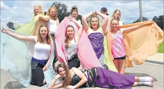  ??  ?? Deniliquin High School’s belly dancers (back, from left) Maddisun Lavars, Rebecca Rourke, Charli Gray, Phoebe O’Neill and Harriet Bain; (middle) Amy Rodda, Emily Creely, Kimberley Cartwright and Rylee Strong; (front) Maddie Irwin.