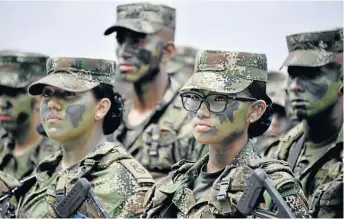  ?? /GUILLERMO LEGARIA/ AFP ?? Soldiers take part in a demonstrat­ion by the military forces at President Ivan Duque’s launch of the new national security and defence policy at the Tolemaida Military Fort in Cundinamar­ca department, Colombia.