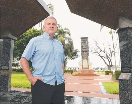  ?? SUPPORT NEEDED: Lieutenant General John Caligari, OA, DSC ( retired) at the Townsville cenotaph ahead of the launch of Operation Compass, a multimilli­on- dollar veteran suicide prevention project, in Townsville today. Picture: WESLEY MONTS ??