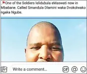  ?? (Pic: Facebook) ?? The Facebook post accusing UEDF officer Smandula Dlamini of allegedly shooting protesters.
