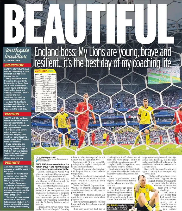  ??  ?? GARETH SOUTHGATE stuck with the consistenc­y of team selection that has taken England this far.
Many believed he would freshen up things with the introducti­on of Danny Rose and Marcus Rashford for Ashley Young and Raheem Sterling. But Young and...