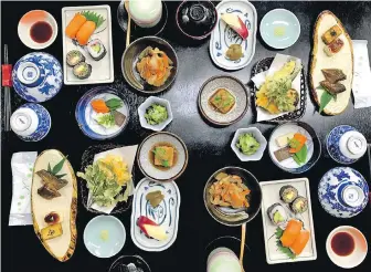  ??  ?? Tajimaya ryokan features a marvellous, multi-course Japanese meal.
