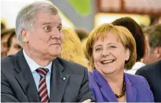  ?? Foto: Sven Hoppe, dpa ?? Unions Spitzenduo Horst Seehofer und Angela Merkel beim Münchner Bierzeltau­ftritt Ende Mai: Die Obergrenze gibt es nur im „Bayernplan“.