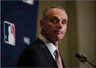  ?? File photo ?? The MLBPA rejected commission­er Rob Manfred, above, and the owners’ proposal to have an internatio­nal player draft.