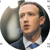  ?? Photo / Bloomberg ?? Facebook founder Mark Zuckerberg gave testimony on Capitol Hill last Friday.