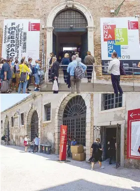  ??  ?? The entrance to the Artiglieri­e in Arsenale where “The City Who Had Two Navels” in the 16th Venice Architectu­re Biennale is exhibited.