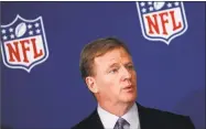  ?? Associated Press file photo ?? Commission­er Roger Goodell and the NFL owners have approved a new policy aimed at addressing the firestorm over players kneeling during the national anthem.