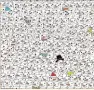  ??  ?? Deceptivel­y difficult: The cartoonist went viral with this puzzle in December 2015. The Christmas braintease­r challenged viewers to find the panda hidden among the snowmen.
