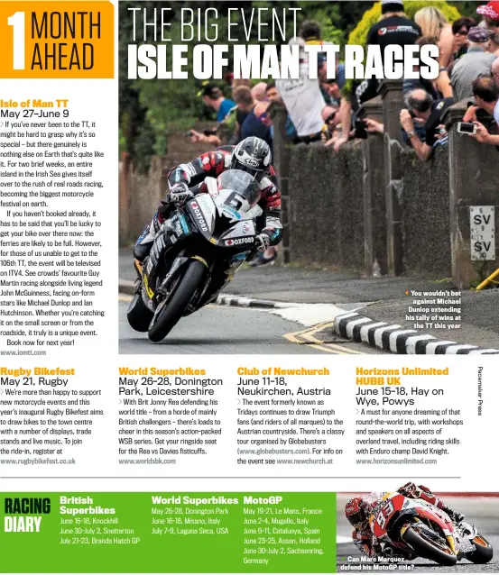  ??  ?? You wouldn’t bet against Michael Dunlop extending his tally of wins at the TT this year