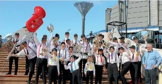  ?? PHOTO: SUPPLIED ?? The junior Blenheim Brass Band used a plastic red bass at the national brass band championsh­ips.