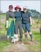  ??  ?? West highland terrior Tess with UEM volunteers Janet Price and Sue Morris, with Mona Patel from Hamilton.