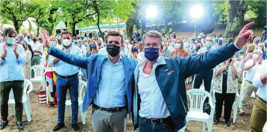  ?? EUROPA PRESS ?? Pablo Casado abrió el curso político de los populares gallegos en Pontevedra acompañado por Alberto Núñez Feijóo