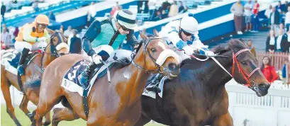  ?? Picture: Gold Circle ?? GUTSY. Romany Prince, ridden by Warren Kennedy, gets up in the final stride to beat London Call in the KZN Breeders Million Dollar Mile (Non-Black Type) at Greyville on Saturday.
