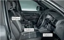  ??  ?? 970mm 1540mm
Load bed is enormous, although a retractabl­e, lockable tonneau cover is pricey, at £1724 ( tted). If you want a protective coating for the load compartmen­t, that’ll cost you an extra £864 1060mm