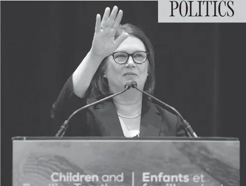  ?? FRED CHARTRAND / THE CANADIAN PRESS ?? Indigenous Services Minister Jane Philpott addressed Indigenous leaders at a two-day emergency meeting on Indigenous Child and Family Services in Ottawa on Thursday, unveiling several new goals for the agency.