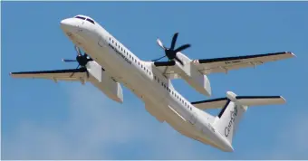 ??  ?? This 78-seater Dash 8-Q400 could not operate from Plettenber­g Bay as the Bitou Municipali­ty allegedly failed to sign off on an airport upgrade.