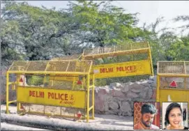  ?? ANI ?? Barricadin­g at the forest area in Mehrauli, where Aaftab allegedly disposed of the body parts.