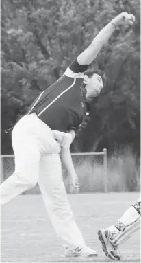  ??  ?? Harry Moore bowls for Jindivick during the division two match against Drouin