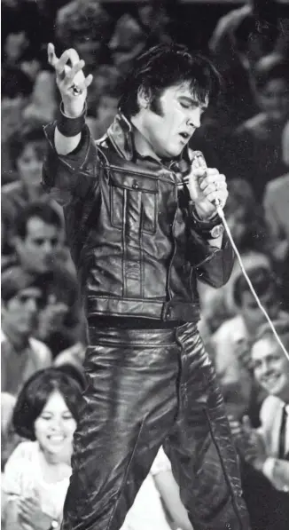  ??  ?? Elvis and his iconic black leather suit are back as the famous so-called “‘68 Comeback Special” returns to the big screen for its 50th anniversar­y.