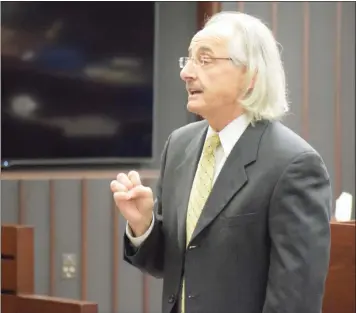  ?? MACOMB DAILY FILE PHOTO ?? Assistant Macomb County Prosecutor William Cataldo speaks to a jury in a prior case in Macomb County Circuit Court in Mount Clemens. Cataldo has been reassigned in the wake of prosecutor-elect Peter Lucido’s transition.