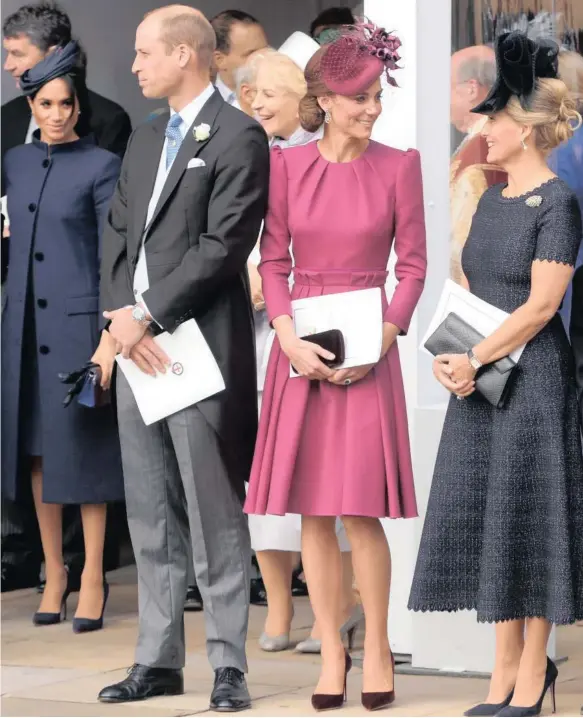  ??  ?? Kate, the Duchess of Cambridge, looking svelte in pink at Princess Eugenie’s wedding this year.| Splashnews.com