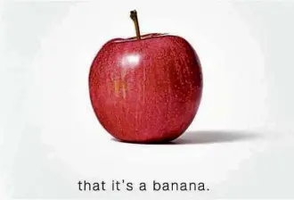  ?? Reprodução ?? Comercial da CNN com maçã alerta que ela será chamada de banana, em alusão a Trump