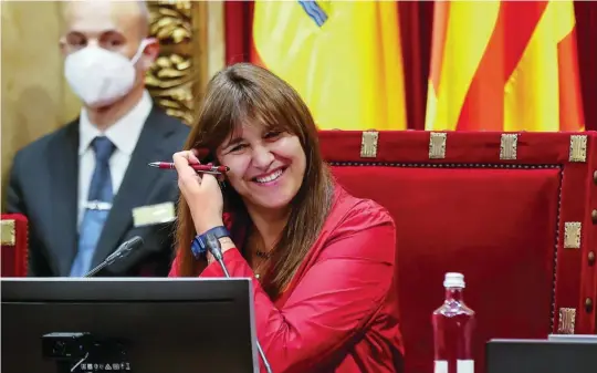  ?? EFE ?? La presidenta del Parlament, Laura Borràs, ayer en el pleno