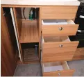  ??  ?? Three large drawers are handy for storing kitchen equipment