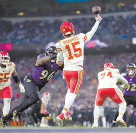  ?? ?? l Patrick Mahomes (15), quaterback, de los Chiefs de Kansas City.