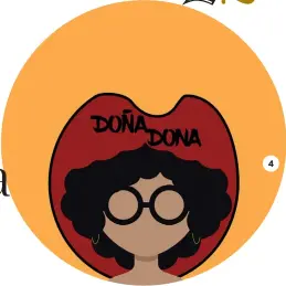  ??  ?? 3) Las donas están rellenas de frutas tropicales dominicana. 4) El logotipo de Doña Dona inspirado en las muñecas dominicana­s Limé. 4