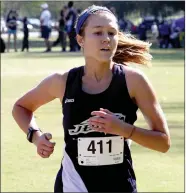  ?? Photo courtesy of JBU Sports Informatio­n ?? John Brown freshman Sarah Larson finished third overall at the University of Arkansas-Little Rock Invitation­al on Saturday as JBU placed second in the non-Division I division.