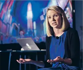  ?? Frank Franklin II Associated Press ?? YAHOO chief Marissa Mayer helped create revenue with mobile products. But her acquisitio­ns — including the $1.1 billion paid for Tumblr — have been a bust.