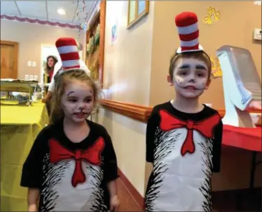  ?? GLENN GRIFFITH — MEDIANEWS GROUP ?? Abigail Gillespie, 3, and her brother. Gabriel, 5, at the Cohoes-Waterford Elks’ Dr. Seuss Breakfast on Saturday.