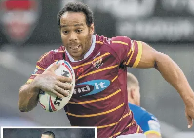  ?? PICTURE: BRUCE ROLLINSON ?? FAMILIAR FACE: Huddersfie­ld’s Leroy Cudjoe, above, is looking forward to facing former England team- mate Kallum Watkins, left, when the Giants face Salford tomorrow.