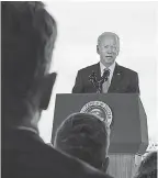  ?? NATHAN HOWARD/ GETTY IMAGES ?? President Joe Biden talks infrastruc­ture at the Portland Air National Guard Base in Oregon.