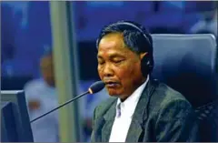  ?? ECCC ?? Civil Party 2-TCCP-223 gives his testimony before the Extraordin­ary Chambers in the Courts of Cambodia on Monday.