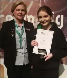  ??  ?? Macroom Guide Leader, Emma Barry, pictured with Irish Girl Guides’ Gaisce Co-ordinator and South West Regional Commission­er, Deirdre Henley, at the silver Gaisce Award ceremony in Thurles