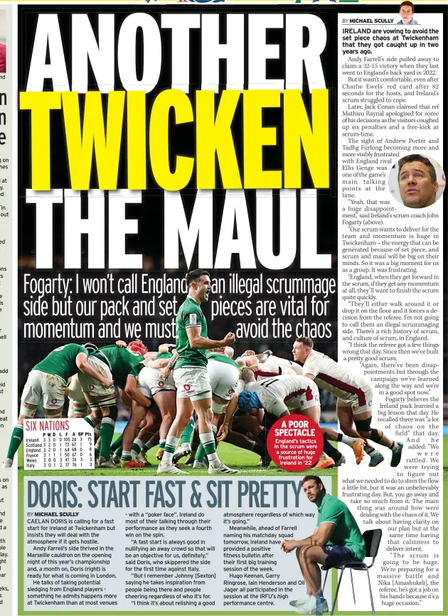  ?? ?? A POOR SPECTACLE England’s tactics in the scrum were a source of huge frustratio­n for Ireland in ‘22
