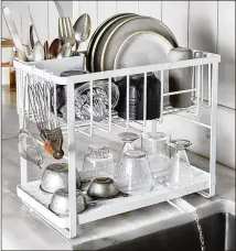  ?? ROCKY LUTEN/FOOD52 ?? Right: The Yamazaki Home Double Decker Dish Rack ($78, food52.com).