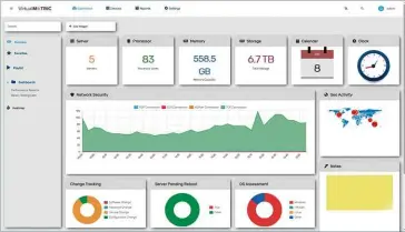  ?? ?? ABOVE Besides regular monitoring, VirtualMet­ric offers change tracking and security assessment­s