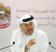  ?? Photo by Shihab ?? dr Anwar Gargash addressing the press conference on Hodeida in dubai on Monday. —