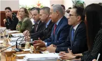  ?? (Haim Zach/GPO) ?? PRIME MINISTER Benjamin Netanyahu addresses the ministeria­l committee yesterday regarding plans to eradicate domestic violence against women.