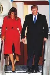  ?? Reuters ?? US President Donald Trump and first lady Melania arrive at Stansted Airport on Monday.