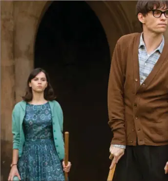  ??  ?? Eddie Redmayne and Felicity Jones in
The Theory of Everything, about the life of Stephen and Jane Hawking, which strikes a delicate balance between tear-stained drama and comedy