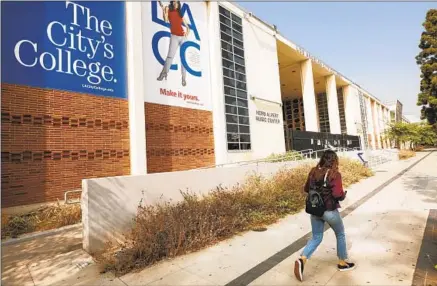  ?? Al Seib Los Angeles Times ?? A STUDENT on the campus of Los Angeles City College. Many students try to avoid loans by attending community colleges.