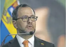  ?? / AP ?? El canciller Gil, durante la conferenci­a de prensa en Cúcuta donde negó la existencia del “Tren de Aragua”.