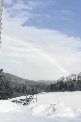  ??  ?? Sherry Beaman said the snow had just stopped when she spotted the faint rainbow. She wondered if it was indeed a snowbow?