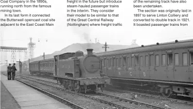  ?? N.W. SKINNER/J.W. ARMSTRONG PHOTOGRAPH­IC TRUST ?? now preserved at the east somerset railway, national coal Board 0‑6‑0t no. 31, built by robert stephenson & hawthorns specifical­ly for passenger services at ashington, is at hirst platform in the town on June 11 1965.